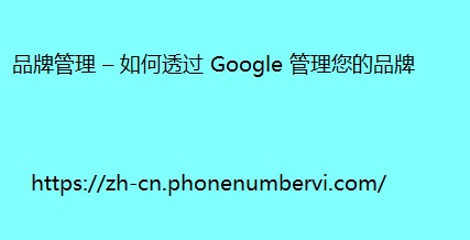 品牌管理 – 如何透过 Google 管理您的品牌